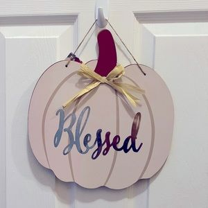 Fall decor, entryway, front door sign, farmhouse, blessed